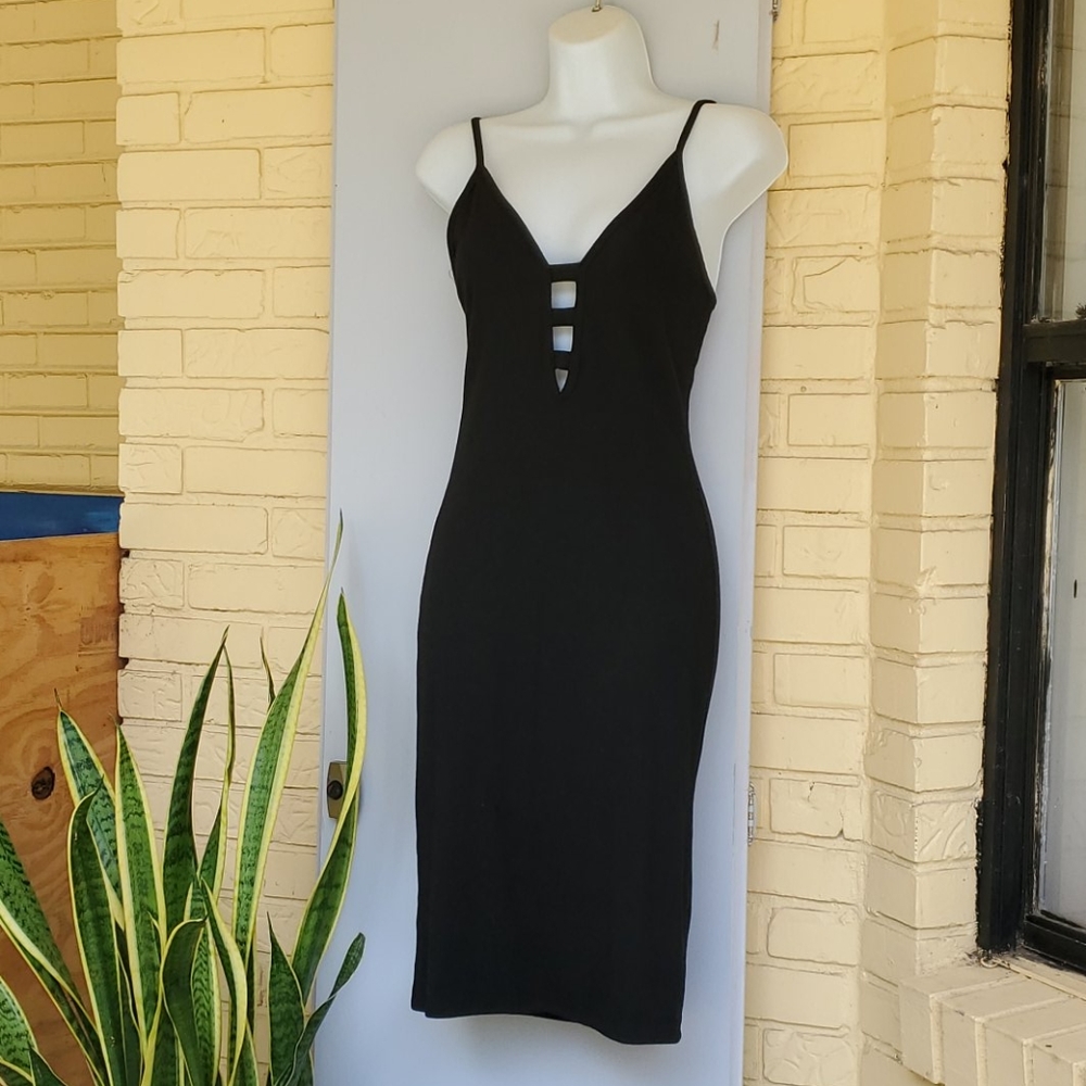 Women's black tank top style dress sz L